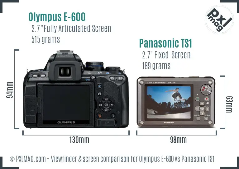 Olympus E-600 vs Panasonic TS1 Screen and Viewfinder comparison