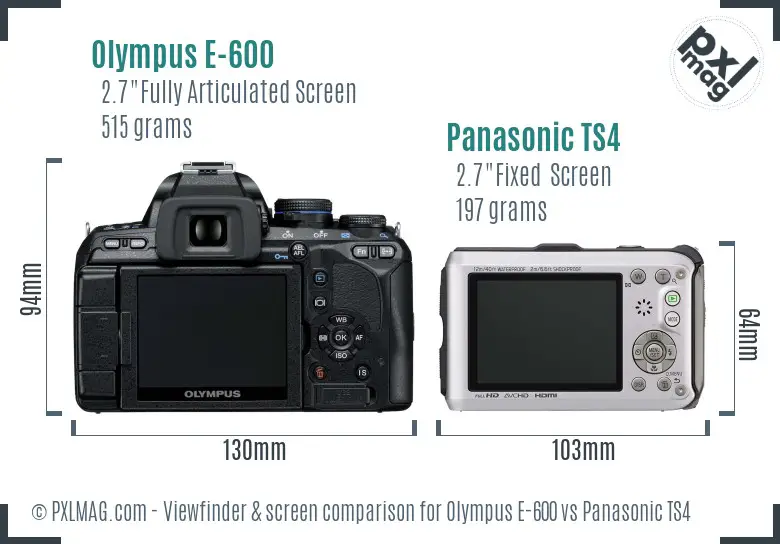 Olympus E-600 vs Panasonic TS4 Screen and Viewfinder comparison