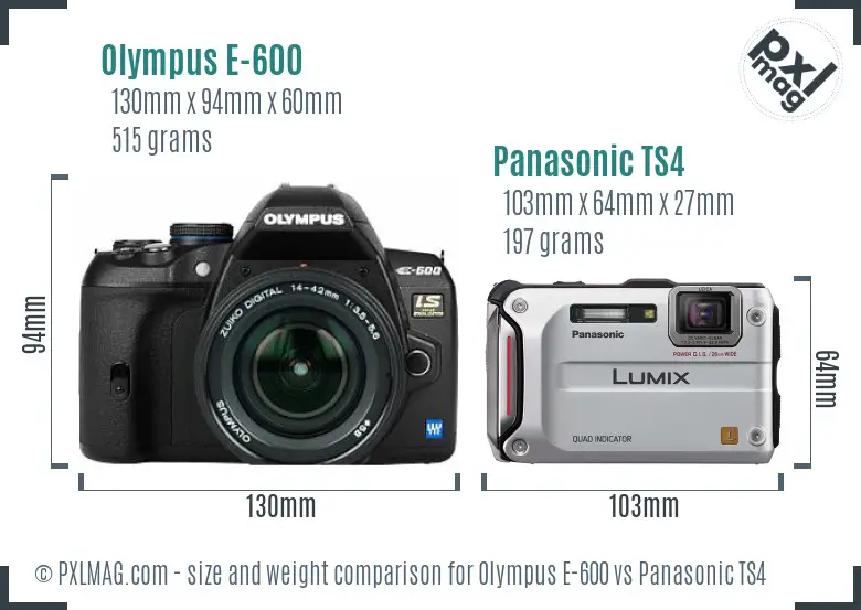 Olympus E-600 vs Panasonic TS4 size comparison