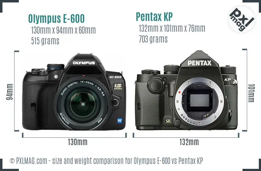 Olympus E-600 vs Pentax KP size comparison