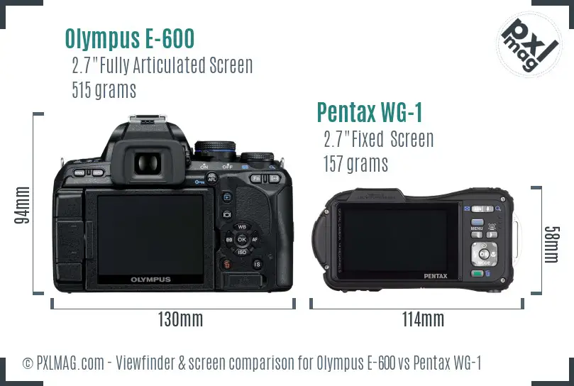 Olympus E-600 vs Pentax WG-1 Screen and Viewfinder comparison