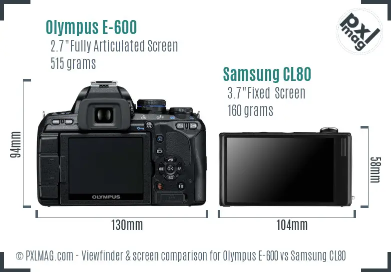 Olympus E-600 vs Samsung CL80 Screen and Viewfinder comparison Olympus E-600 vs Samsung CL80 Screen and Viewfinder comparison