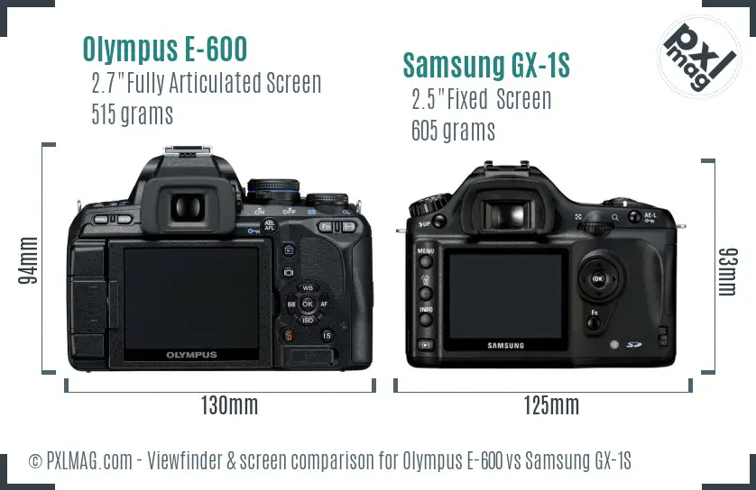 Olympus E-600 vs Samsung GX-1S Screen and Viewfinder comparison Olympus E-600 vs Samsung GX-1S Screen and Viewfinder comparison