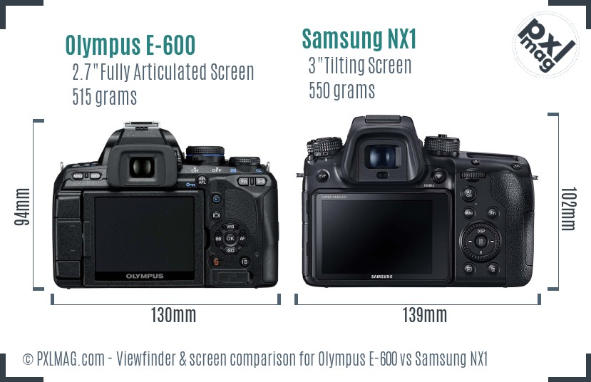 Olympus E-600 vs Samsung NX1 Screen and Viewfinder comparison