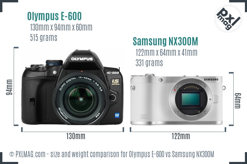 Olympus E-600 vs Samsung NX300M size comparison