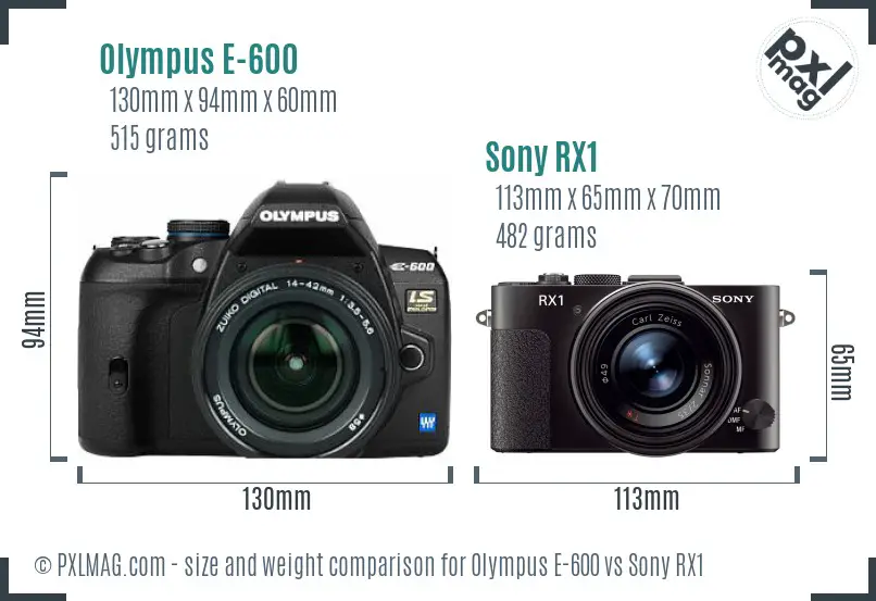 Olympus E-600 vs Sony RX1 size comparison