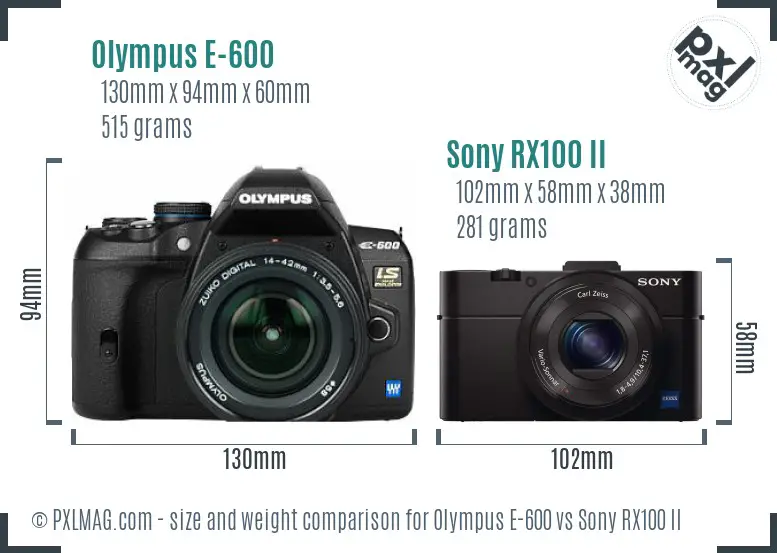 Olympus E-600 vs Sony RX100 II size comparison