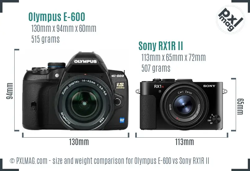 Olympus E-600 vs Sony RX1R II size comparison