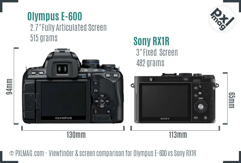 Olympus E-600 vs Sony RX1R Screen and Viewfinder comparison Olympus E-600 vs Sony RX1R Screen and Viewfinder comparison