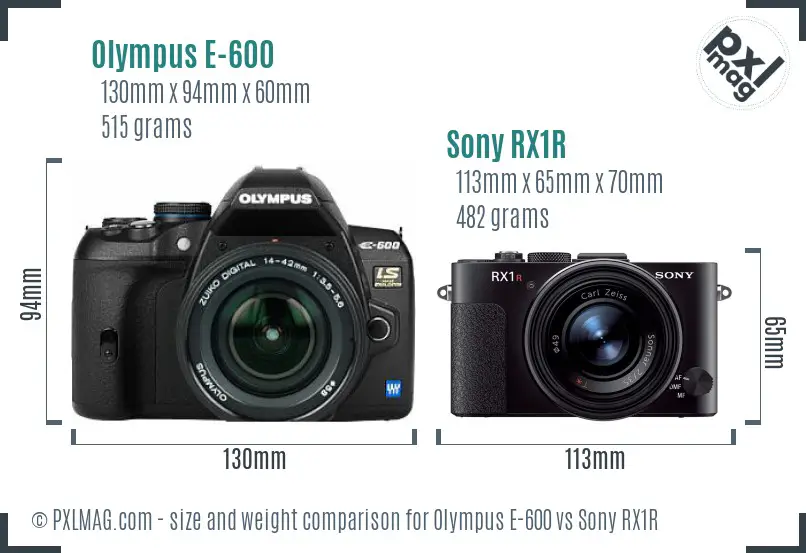 Olympus E-600 vs Sony RX1R size comparison Olympus E-600 vs Sony RX1R size comparison