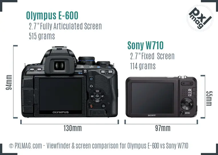 Olympus E-600 vs Sony W710 Screen and Viewfinder comparison
