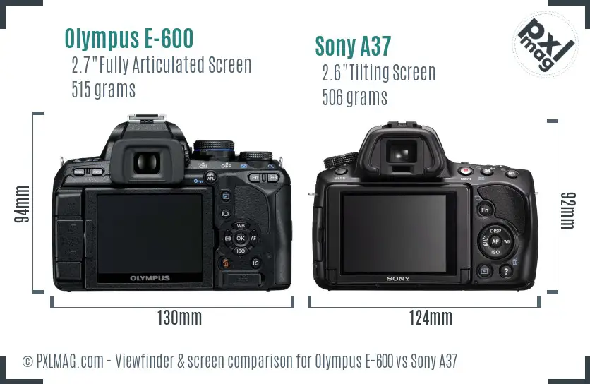 Olympus E-600 vs Sony A37 Screen and Viewfinder comparison