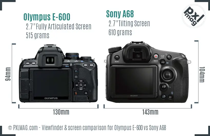 Olympus E-600 vs Sony A68 Screen and Viewfinder comparison