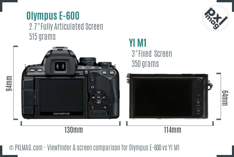 Olympus E-600 vs YI M1 Screen and Viewfinder comparison