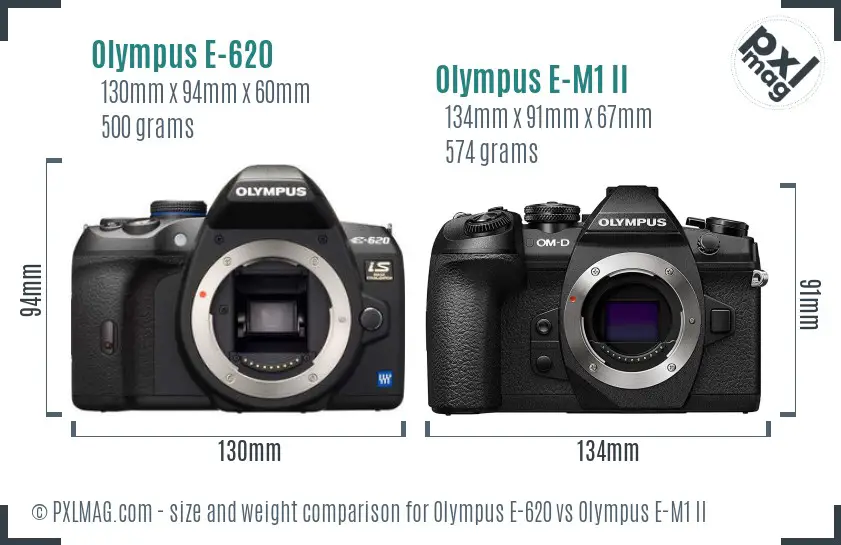 Olympus E-620 vs Olympus E-M1 II size comparison