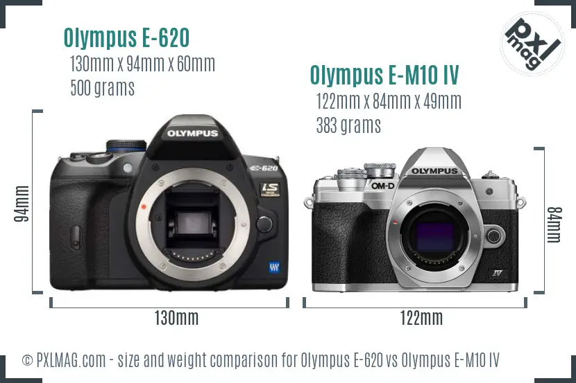 Olympus E-620 vs Olympus E-M10 IV size comparison