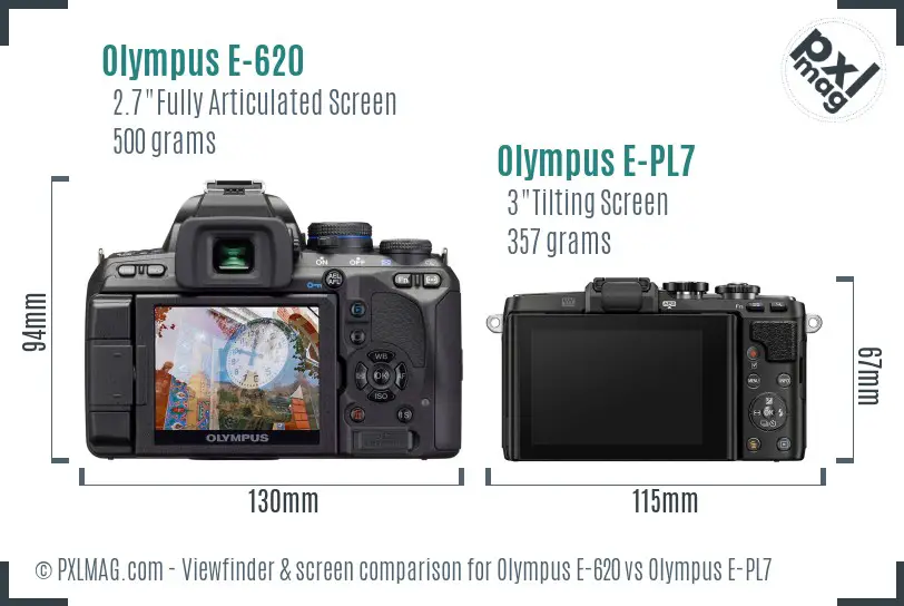 Olympus E-620 vs Olympus E-PL7 Screen and Viewfinder comparison