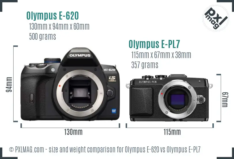 Olympus E-620 vs Olympus E-PL7 size comparison