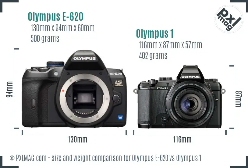 Olympus E-620 vs Olympus 1 size comparison