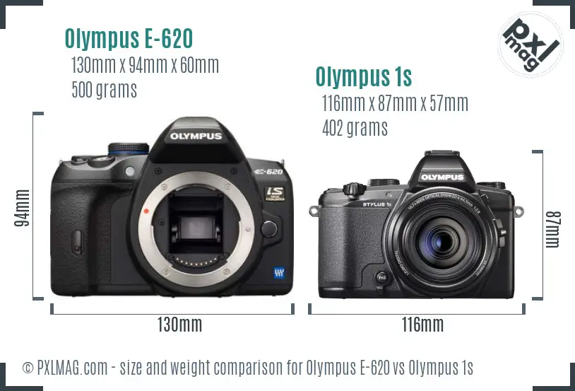 Olympus E-620 vs Olympus 1s size comparison