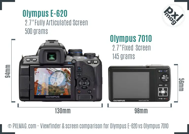 Olympus E-620 vs Olympus 7010 Screen and Viewfinder comparison