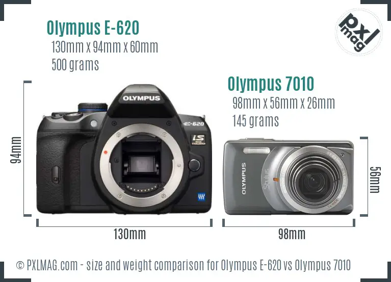 Olympus E-620 vs Olympus 7010 size comparison