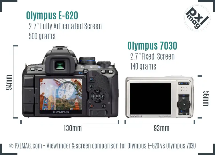 Olympus E-620 vs Olympus 7030 Screen and Viewfinder comparison