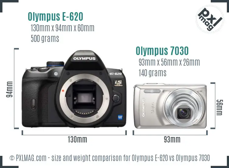 Olympus E-620 vs Olympus 7030 size comparison