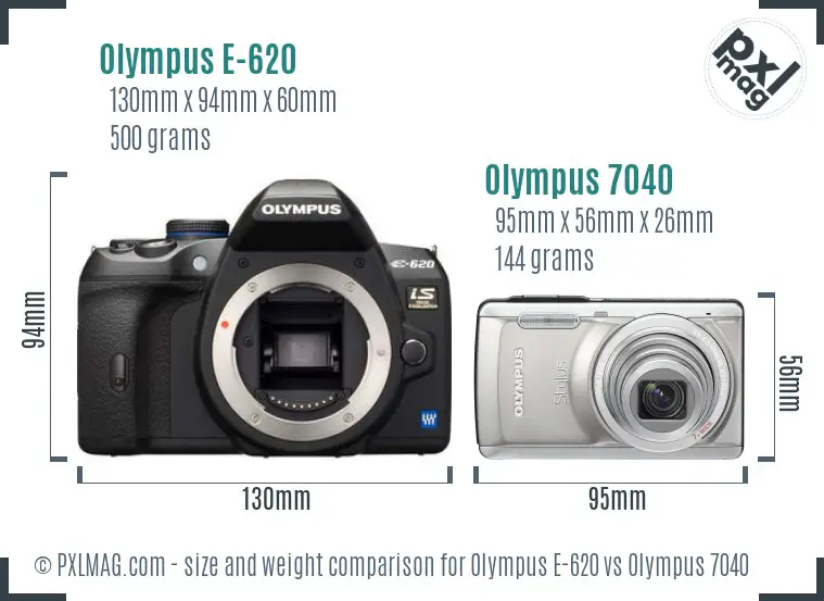 Olympus E-620 vs Olympus 7040 size comparison