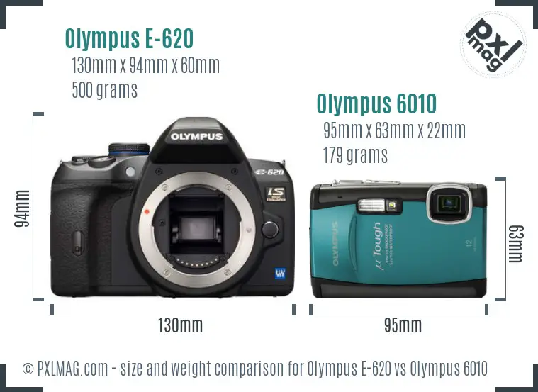 Olympus E-620 vs Olympus 6010 size comparison