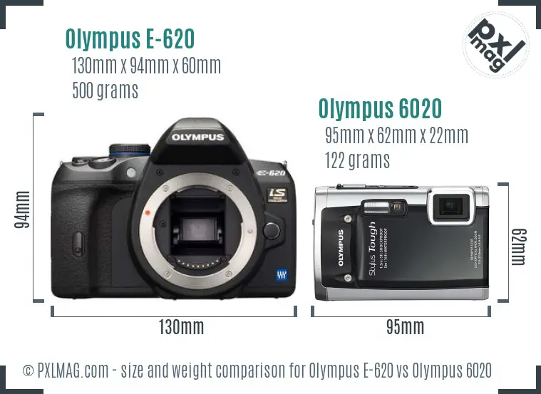 Olympus E-620 vs Olympus 6020 size comparison