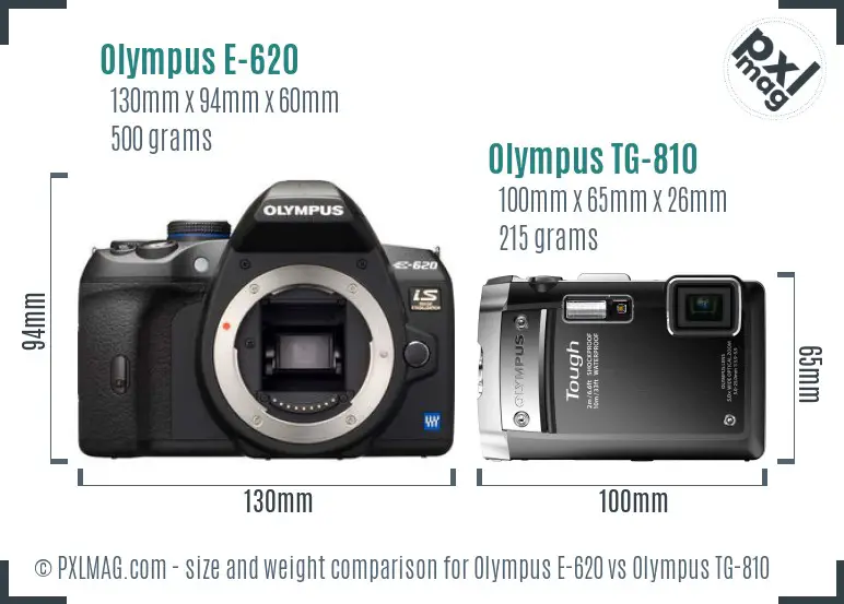 Olympus E-620 vs Olympus TG-810 size comparison