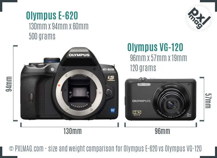 Olympus E-620 vs Olympus VG-120 size comparison