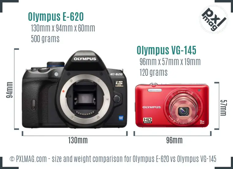 Olympus E-620 vs Olympus VG-145 size comparison