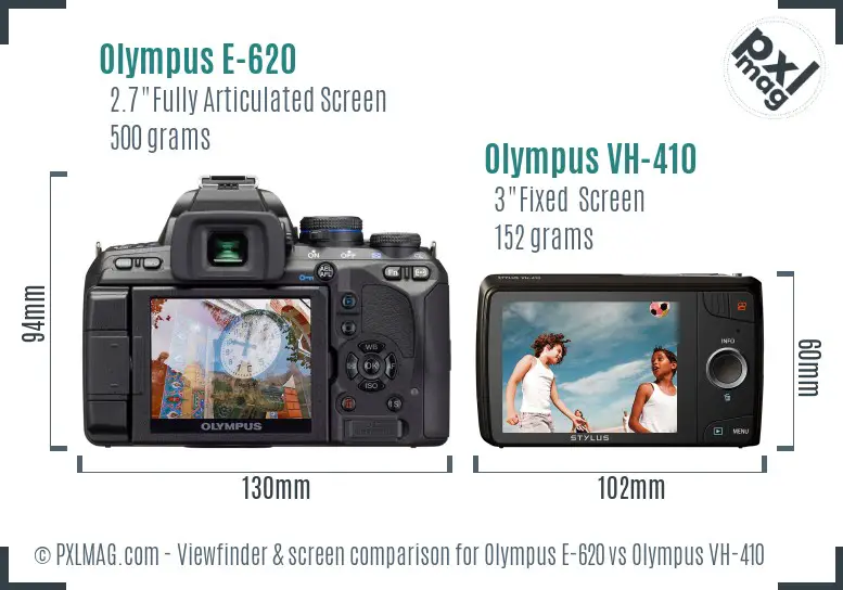 Olympus E-620 vs Olympus VH-410 Screen and Viewfinder comparison