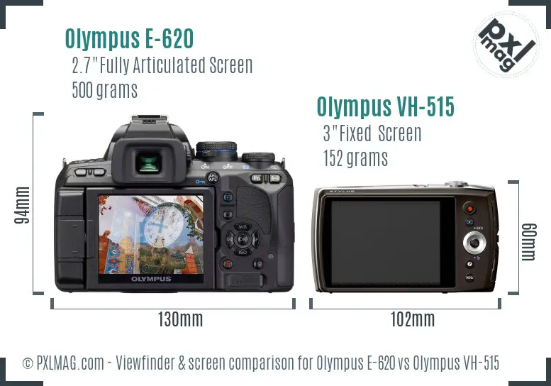 Olympus E-620 vs Olympus VH-515 Screen and Viewfinder comparison