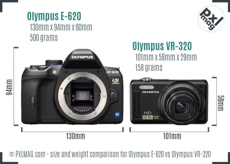Olympus E-620 vs Olympus VR-320 size comparison