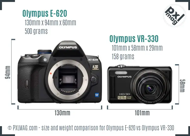 Olympus E-620 vs Olympus VR-330 size comparison