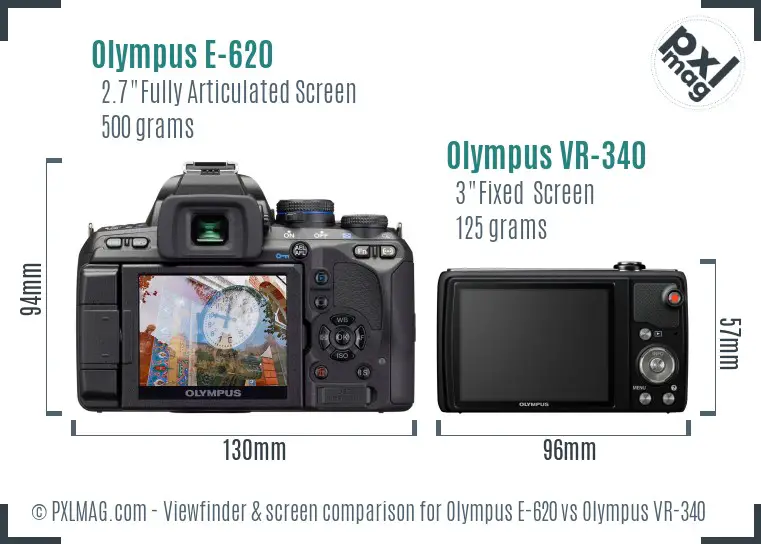 Olympus E-620 vs Olympus VR-340 Screen and Viewfinder comparison