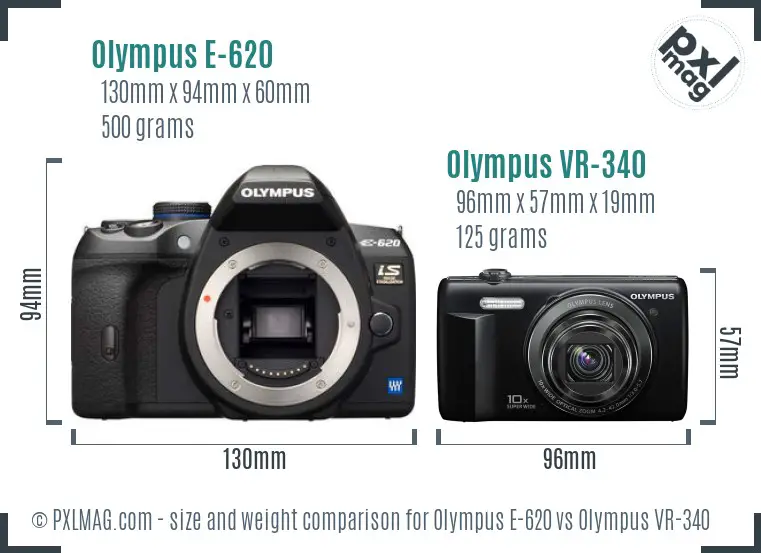 Olympus E-620 vs Olympus VR-340 size comparison