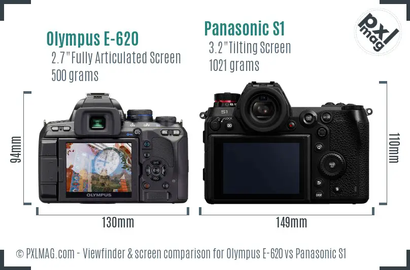 Olympus E-620 vs Panasonic S1 Screen and Viewfinder comparison