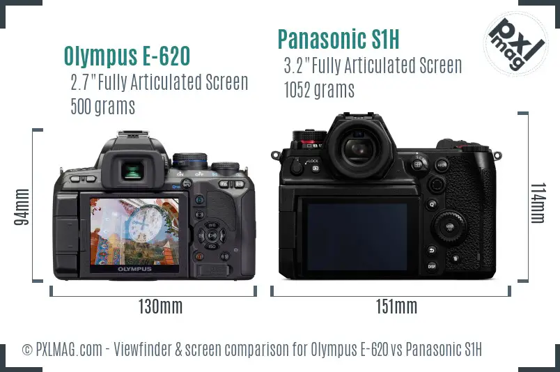 Olympus E-620 vs Panasonic S1H Screen and Viewfinder comparison