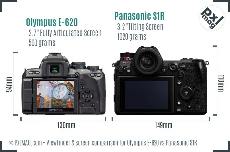 Olympus E-620 vs Panasonic S1R Screen and Viewfinder comparison