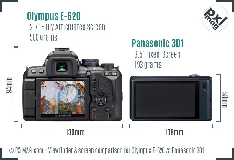 Olympus E-620 vs Panasonic 3D1 Screen and Viewfinder comparison