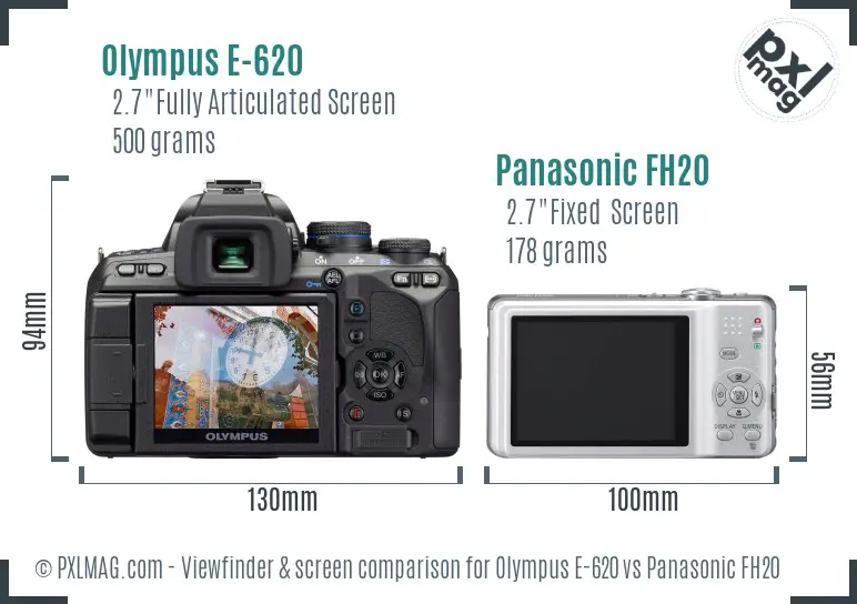 Olympus E-620 vs Panasonic FH20 Screen and Viewfinder comparison