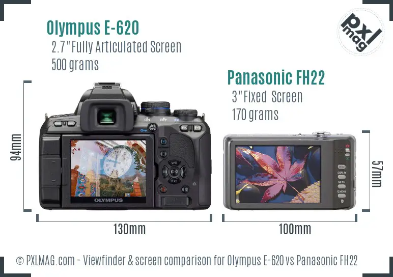 Olympus E-620 vs Panasonic FH22 Screen and Viewfinder comparison