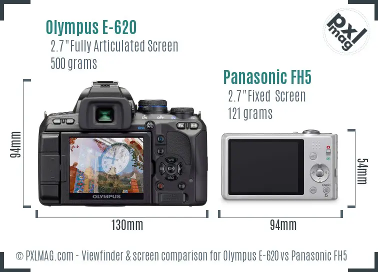 Olympus E-620 vs Panasonic FH5 Screen and Viewfinder comparison