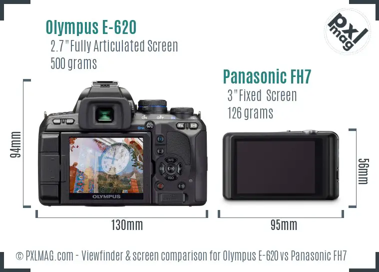 Olympus E-620 vs Panasonic FH7 Screen and Viewfinder comparison
