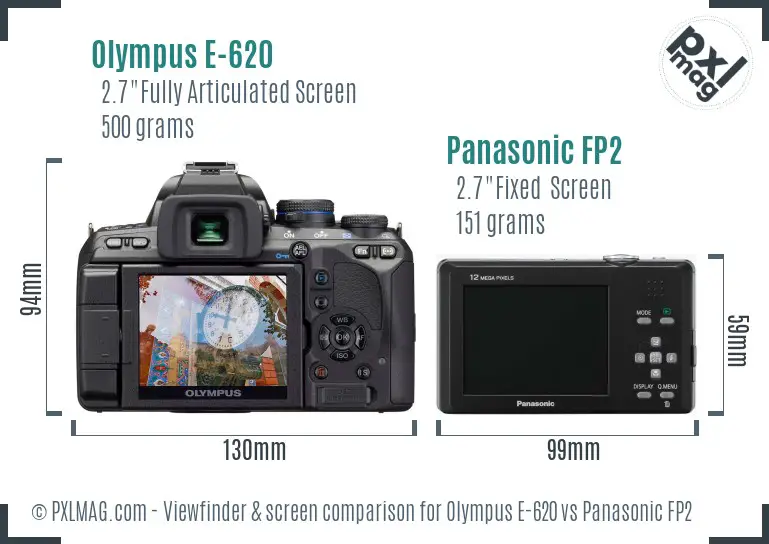 Olympus E-620 vs Panasonic FP2 Screen and Viewfinder comparison