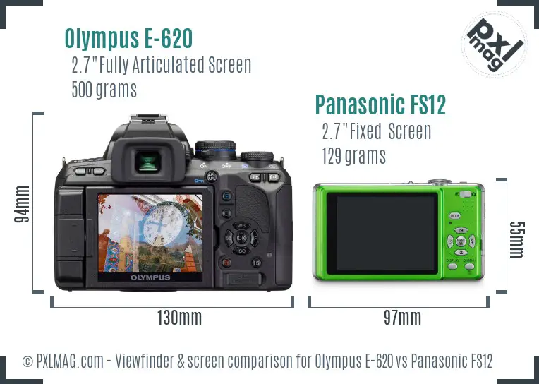 Olympus E-620 vs Panasonic FS12 Screen and Viewfinder comparison